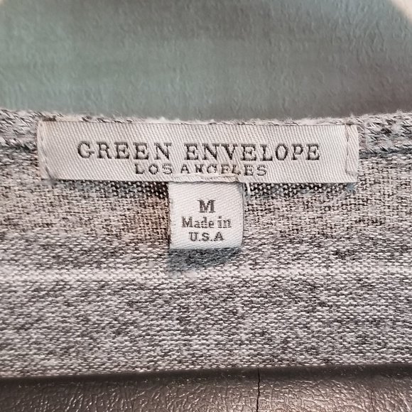 GREEN ENVELOPE LONG SLEEVE GREY & WHITE STRIPE WOMENS SWEATER - Picture 2 of 8